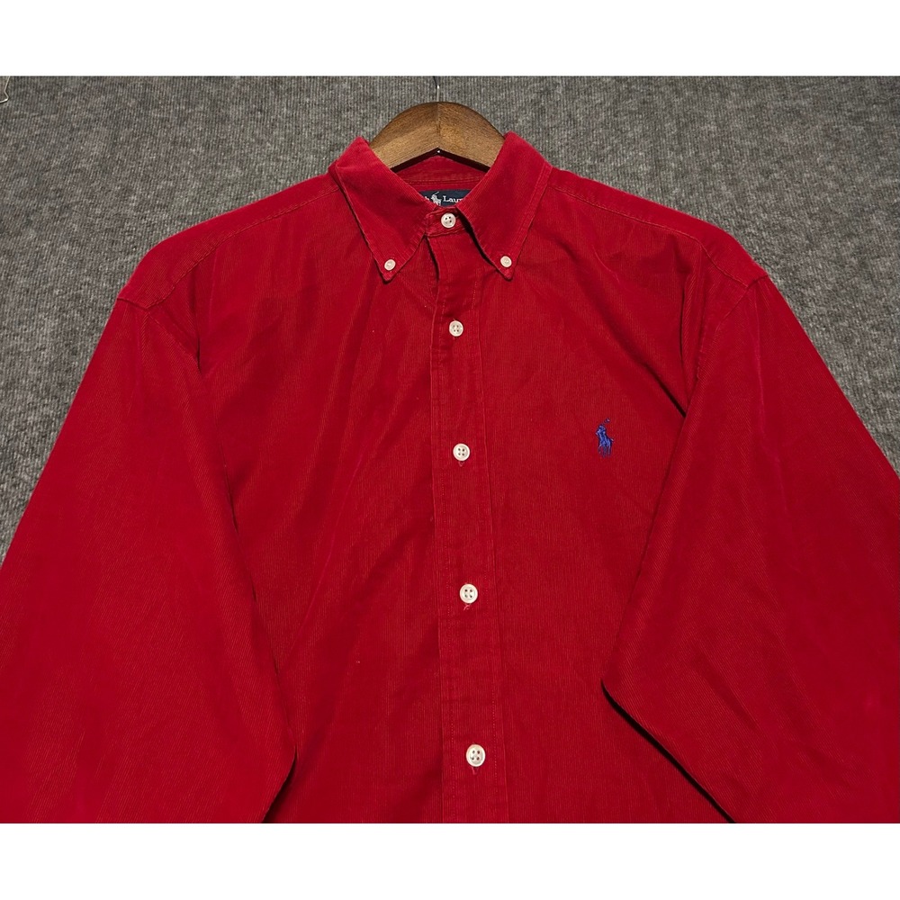 Ralph lauren blake corduroy shirt mens red cotton vintage long sleeve medium